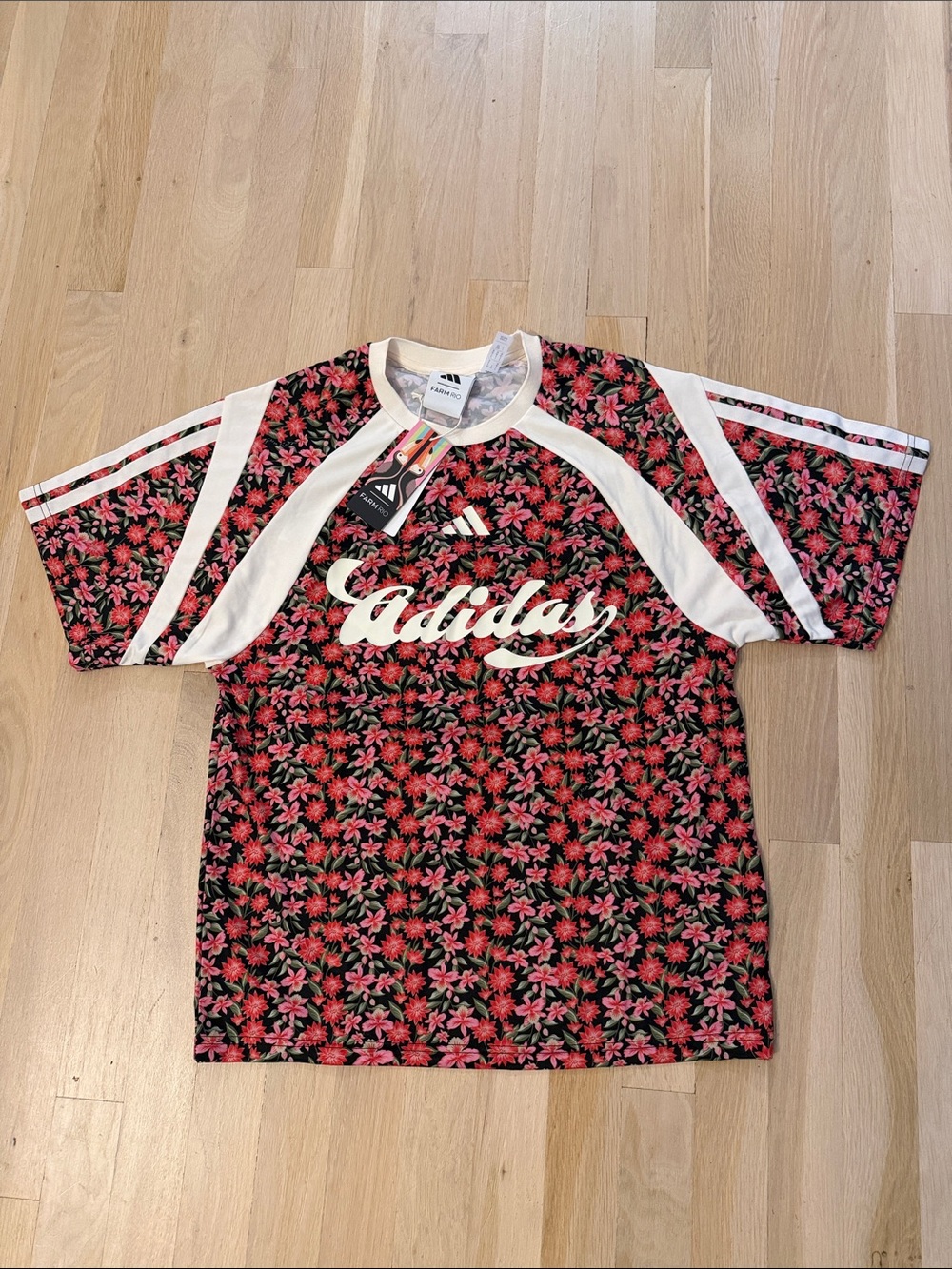 adidas Black & Pink Floral Short-Sleeve Tee